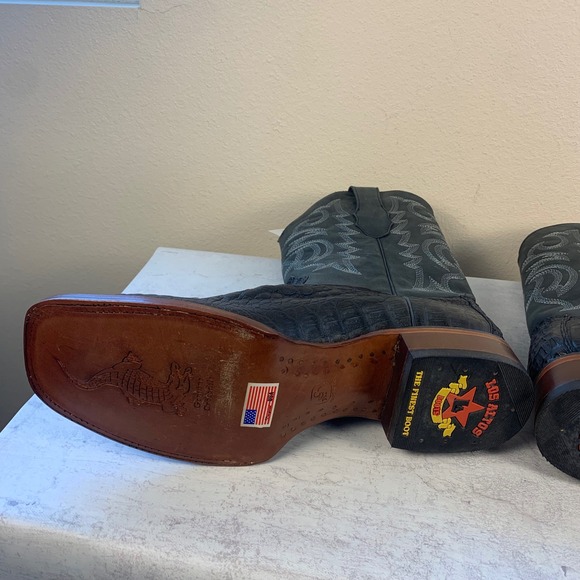 Los Altos Genuine Caiman Leather Western Boots NEW Mens 13EE Black Square Toe - Picture 16 of 16